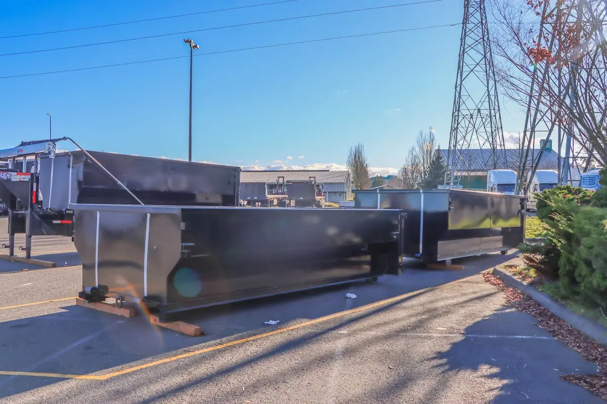 Roll-off dumpster ready for waste disposal at job site for 8 Yard Dumpster Rental in Waxhaw